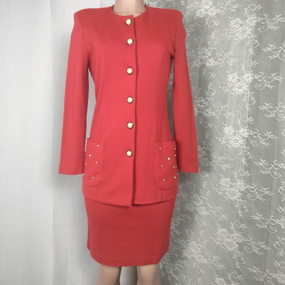Sheri Martin New York  2 piece Suit  Red Size 4
